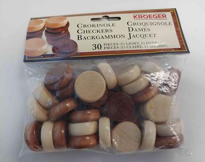 Wooden Crokinole / Checkers / Backgammon (30 Pieces)