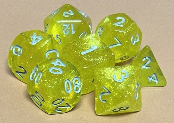 7-Piece RPG Dice Set: Sunshine Sparkle