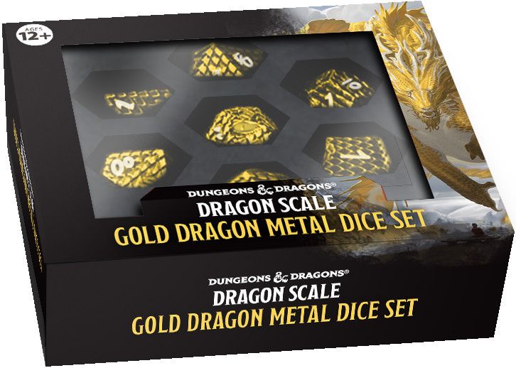 7-Piece RPG Premium Metal Dice Set: Gold Dragon Scale