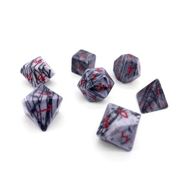 7-Piece RPG Gemstone Dice Set: Black Network Agate