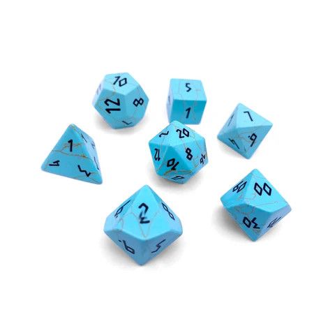 7-Piece RPG Gemstone Dice Set: Turquoise
