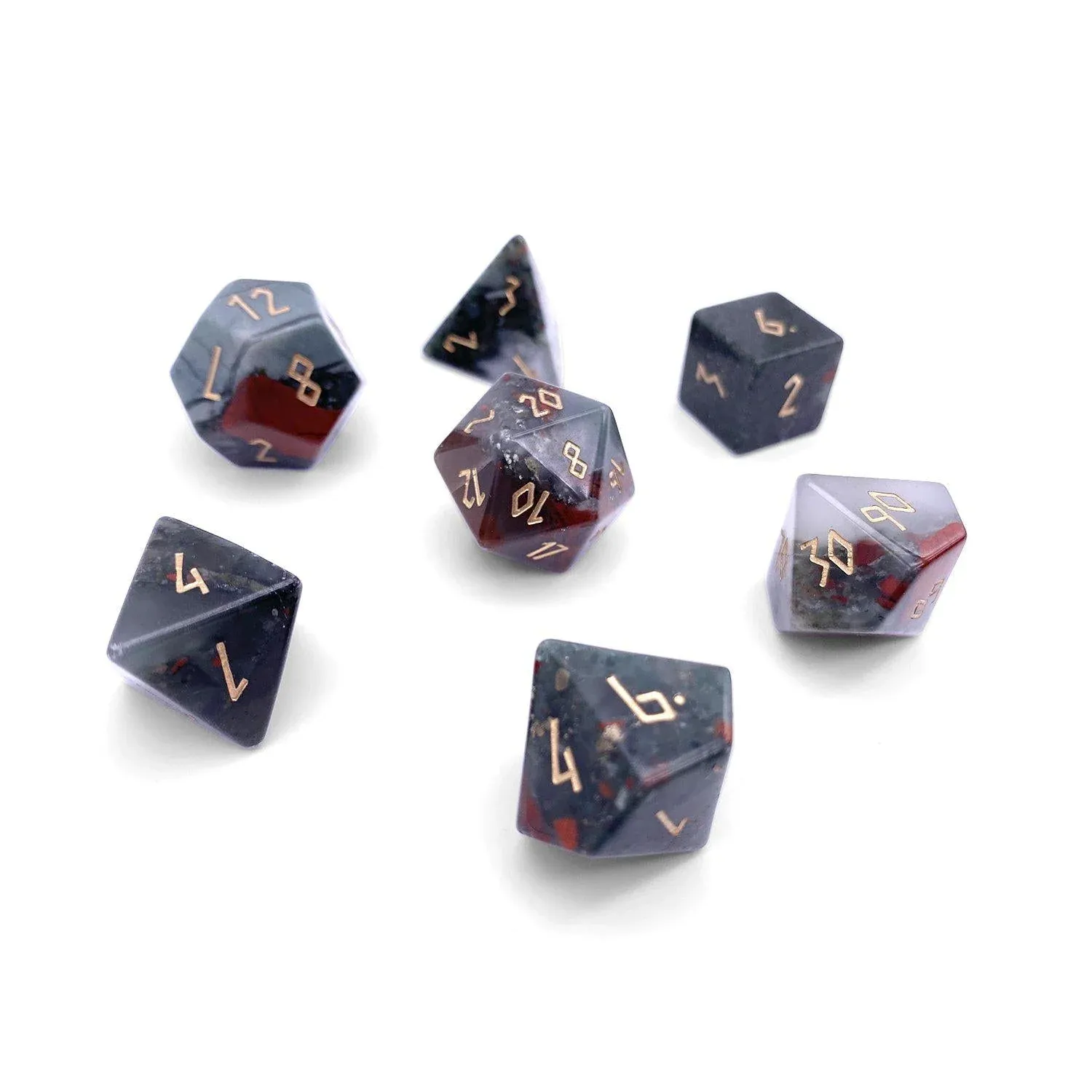 7-Piece RPG Gemstone Dice Set: Bloodstone