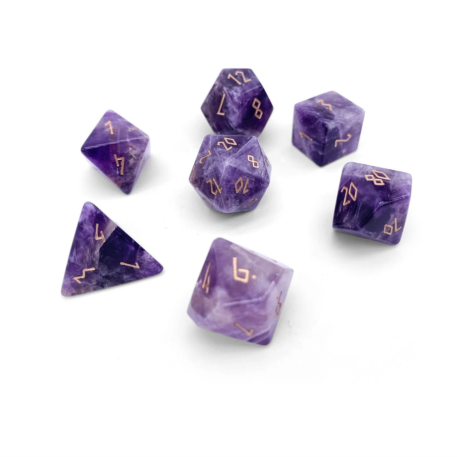 7-Piece RPG Gemstone Dice Set: Amethyst