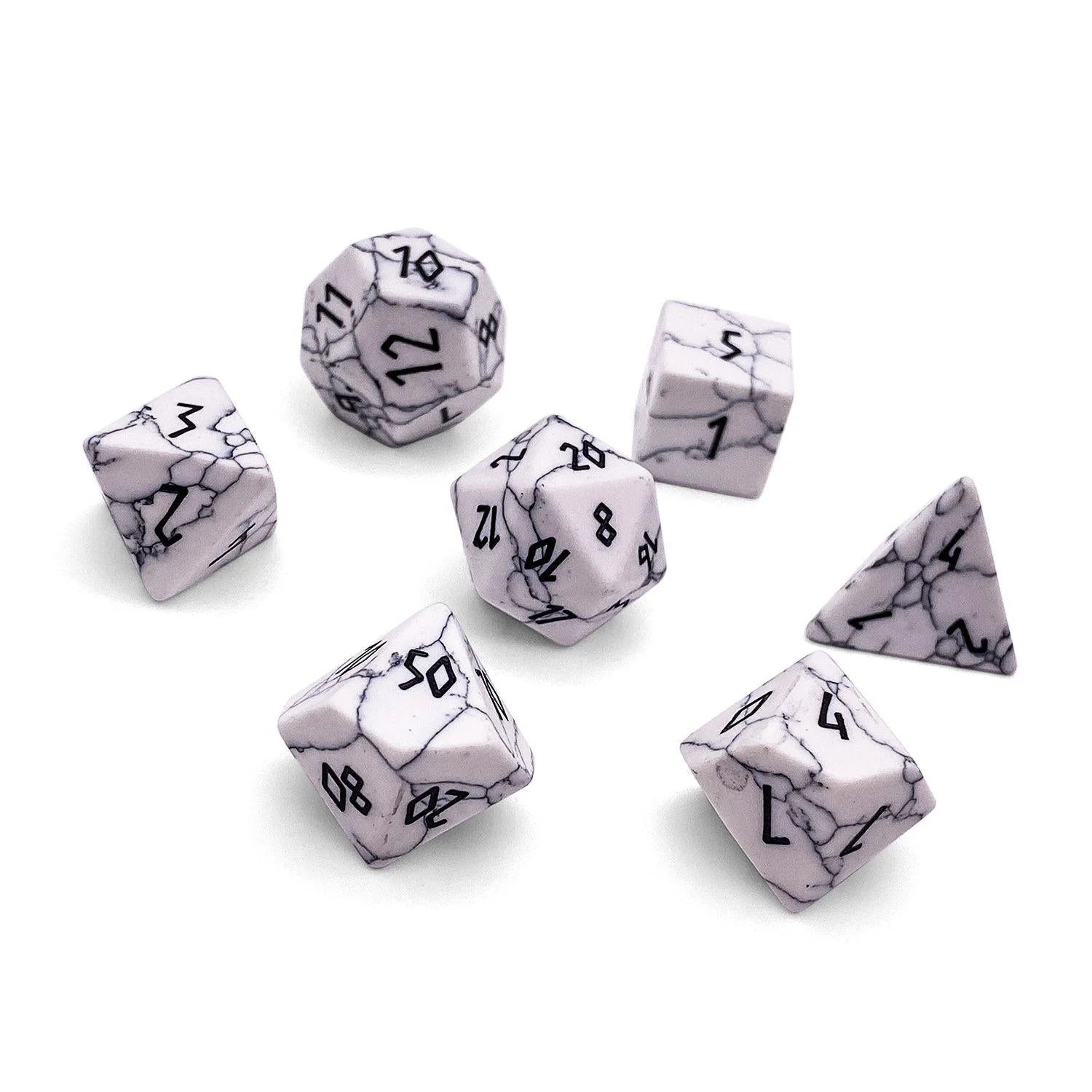 7-Piece RPG Gemstone Dice Set: White Howlite