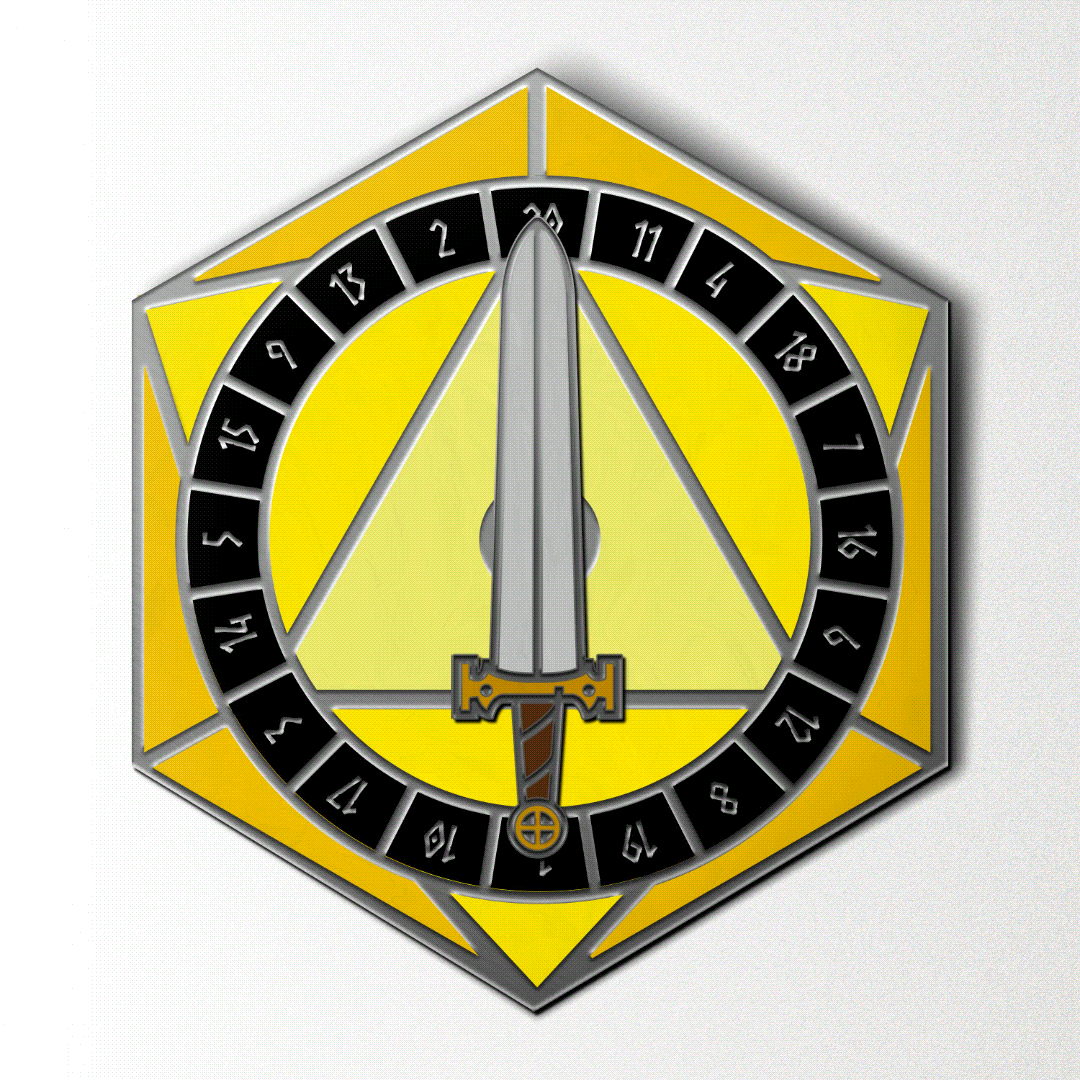 D20 Sword Spinner Pin - D20 Sword Spinner Pin -
