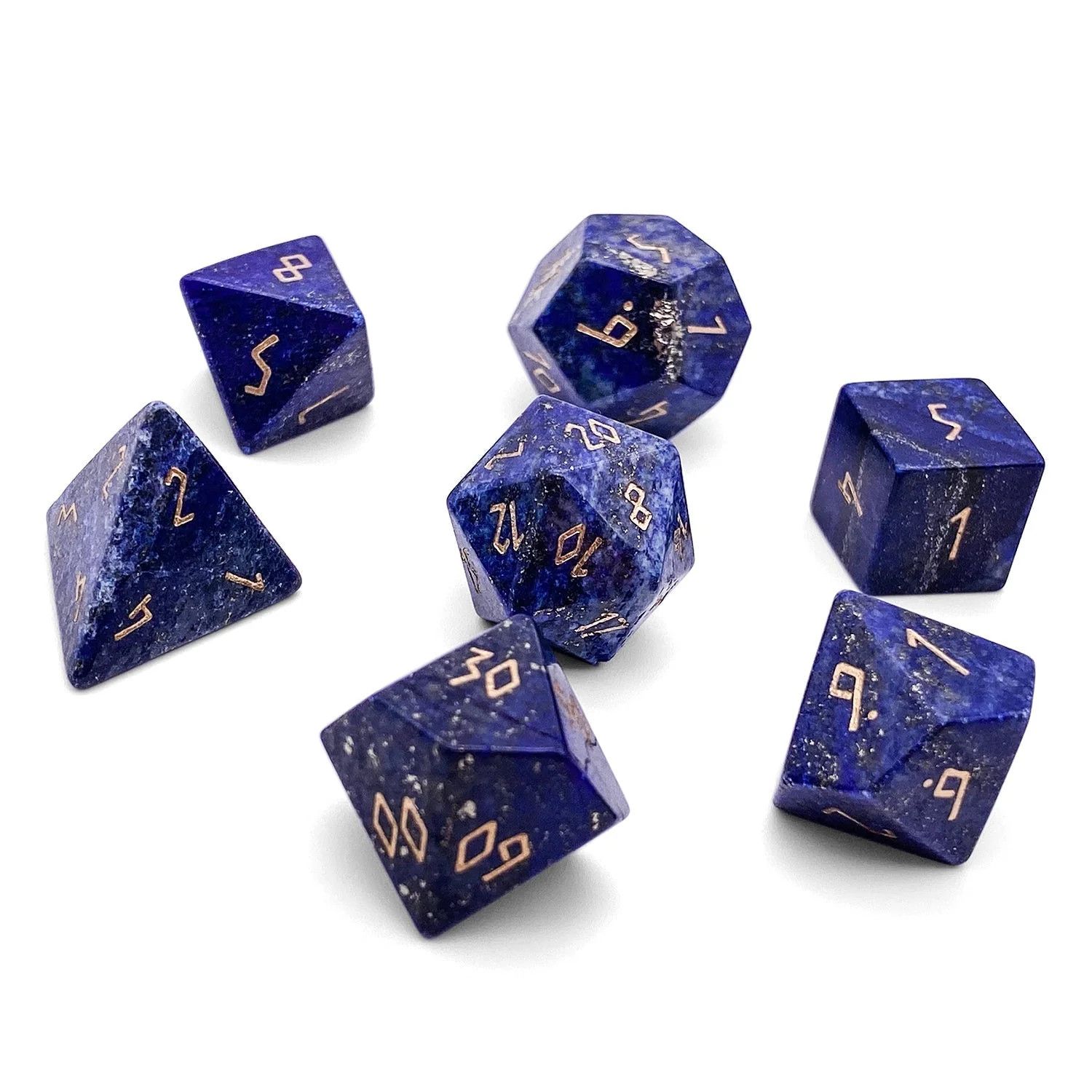 7-Piece RPG Gemstone Dice Set: Lapis Lazuli