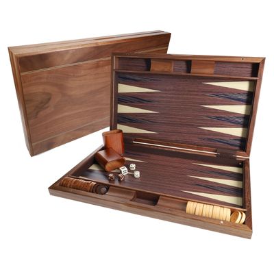 Backgammon Set 18" - Beechwood Inlay Wooden Case