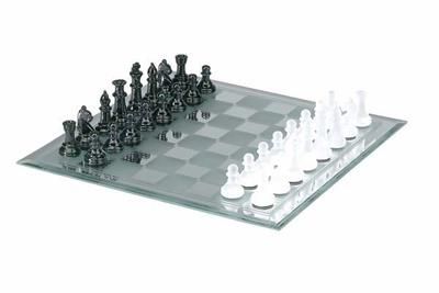 Chess Set 14" - Glass Mirror Board
