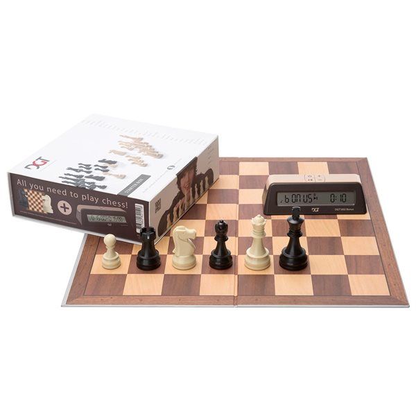 Chess Starter Set - Brown (Pieces + Board + Clock)