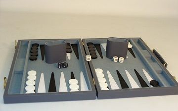 Backgammon Set 15" - Grey Vinyl Case