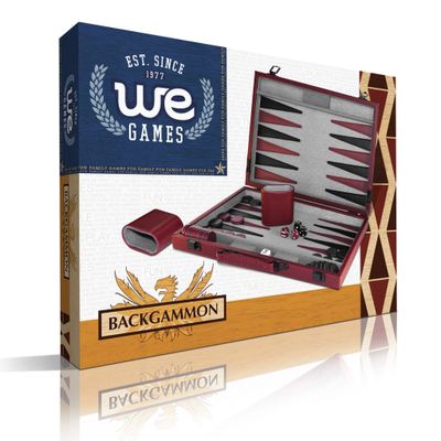 Backgammon Set 18" - Burgundy &amp; Black Leatherette Case