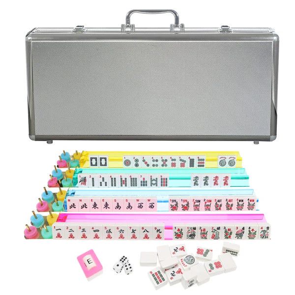 Western Mahjong Set - Silver Aluminum Case with Pushers