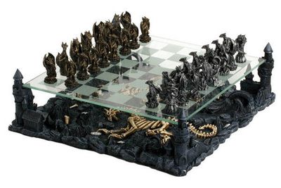 Chess Set - Fantasy Dragons with Themed Board