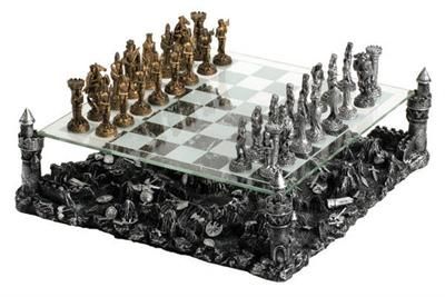 Chess Set - Knights with Themed Board