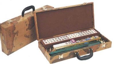 Western Mahjong Set - World Map Case with Pushers