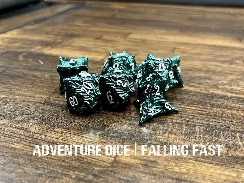 7-Piece RPG Premium Metal Dice Set: Falling Fast