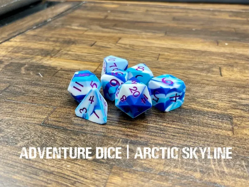 7-Piece RPG Premium Silicone Dice Set: Arctic Skyline