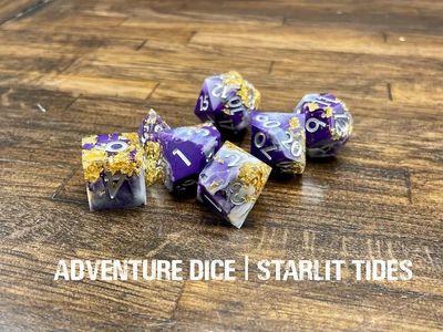 7-Piece RPG Premium Dice Set: Starlit Tides