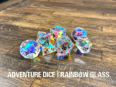 7-Piece RPG Premium Dice Set: Rainbow Glass