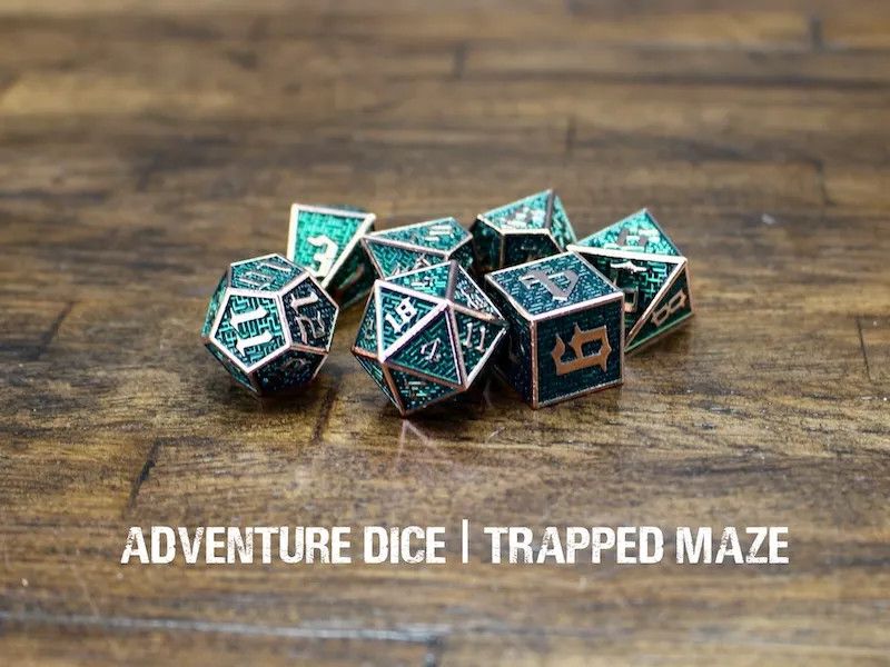 7-Piece RPG Premium Metal Dice Set: Trapped Maze