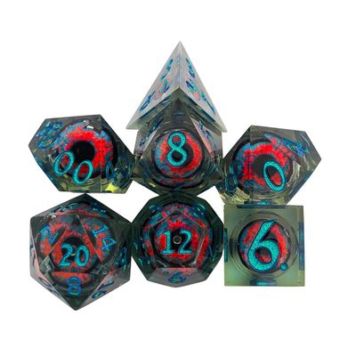 7-Piece RPG Dice Set: Liquid Core - Blue and Orange Hydra Eye