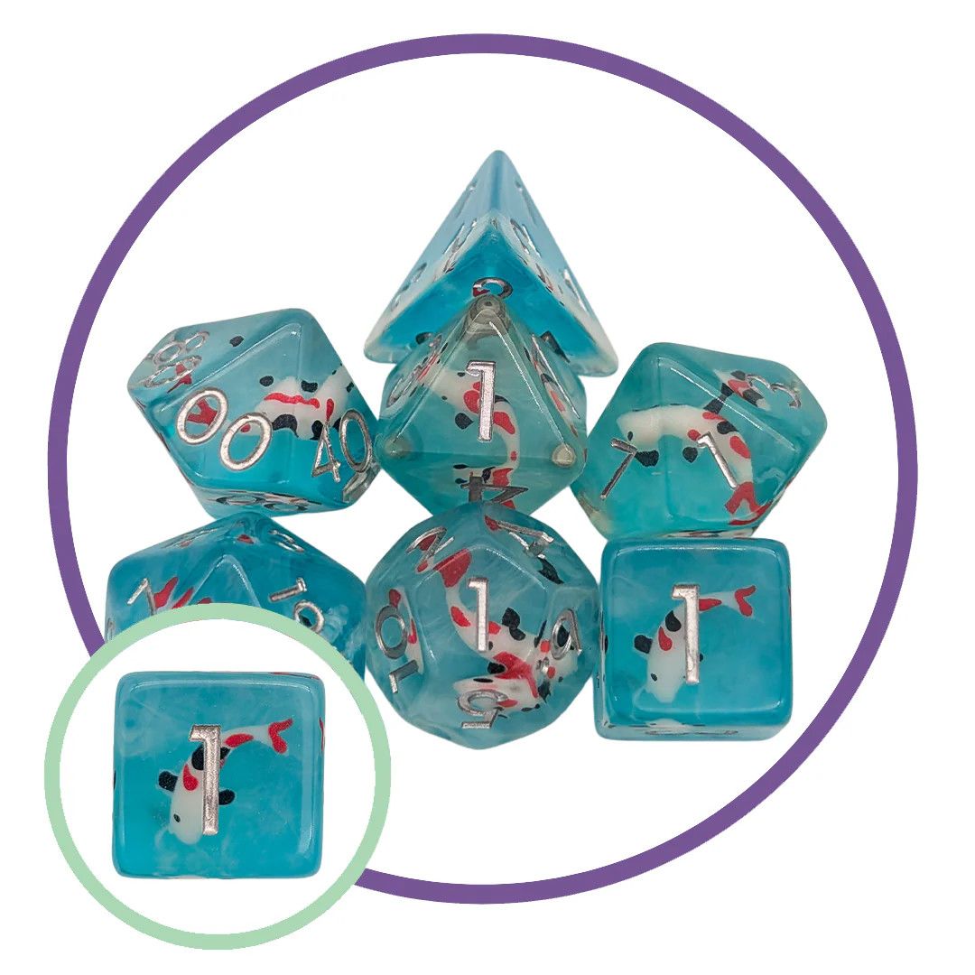 7-Piece RPG Filled Dice Set: Koi Fish