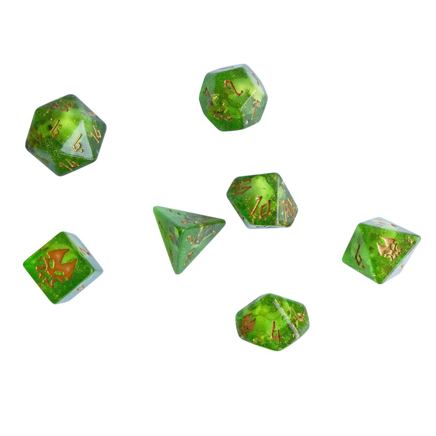 7-Piece RPG Dice Set: Green Gelatinous Ooze