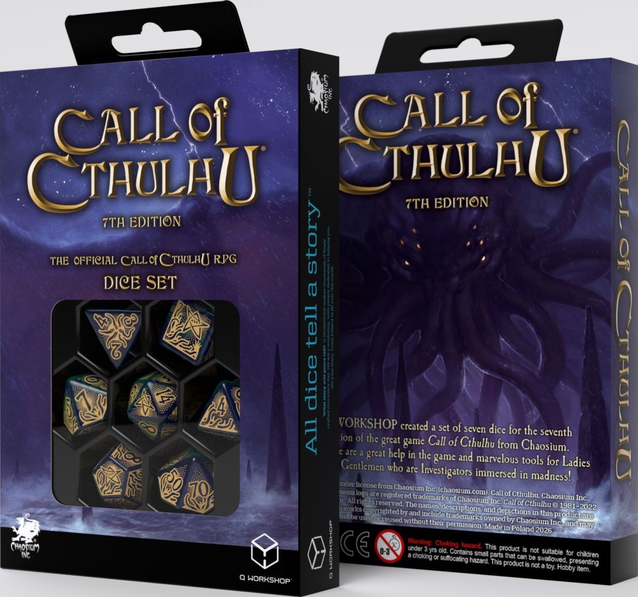 7-Piece RPG Dice Set: Call of Cthulhu Blue Green/Gold