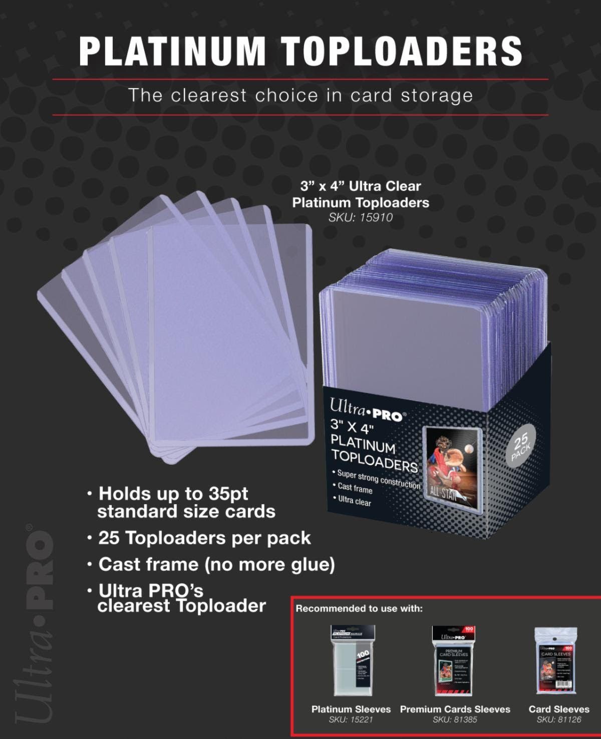 Toploaders - 3" x 4" - Ultra Pro - 25/pk (Platinum Super Clear)