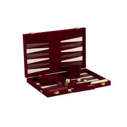 Backgammon Set 18" - Burgundy Velvet Case