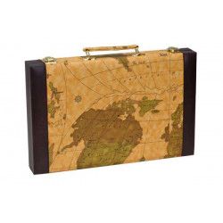 Backgammon Set 15" - World Map Vinyl Case