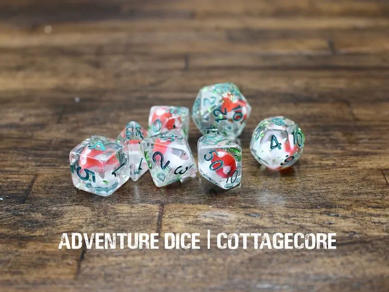 7-Piece RPG Dice Set: Cottagecore