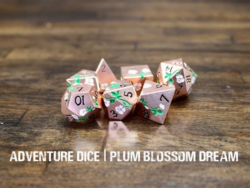 7-Piece RPG Premium Metal Dice Set: Plum Blossom Dream