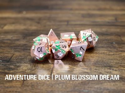 7-Piece RPG Premium Metal Dice Set: Plum Blossom Dream