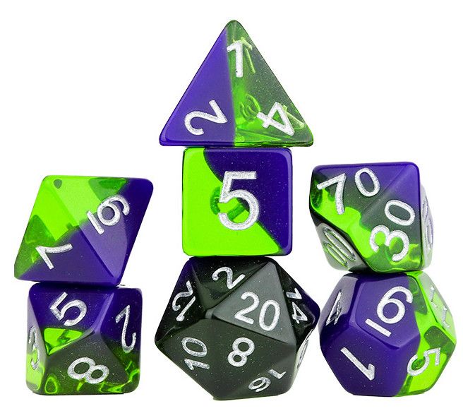 7-Piece RPG Dice Set: Diagonal Slick Sea Glass