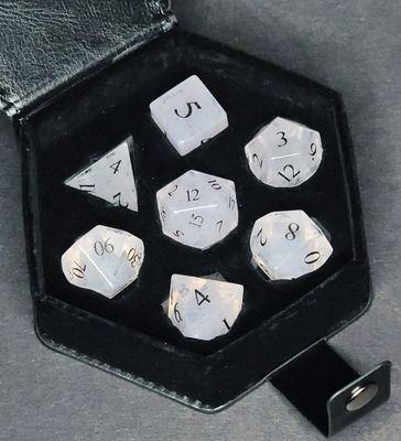 7-Piece RPG Gemstone Dice Set: Crystal Tourmaline - Radiant Smite