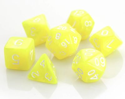 7-Piece Polyhedral RPG Dice Set: Swirl - Yellow Swirl w/ White