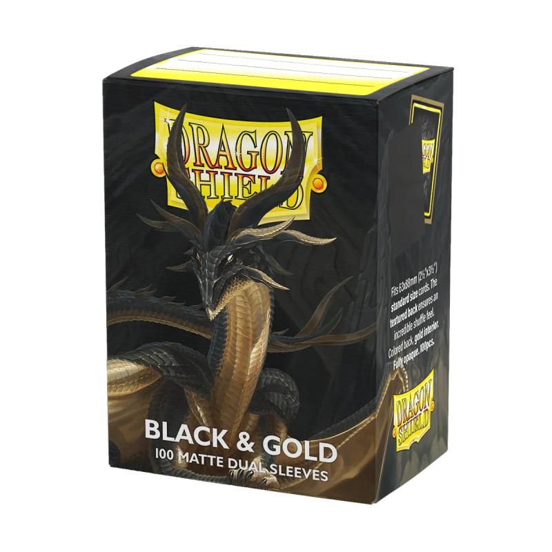 Sleeves - 63x88mm - Dragon Shield - 100/pk - Dual Matte - Black/Gold