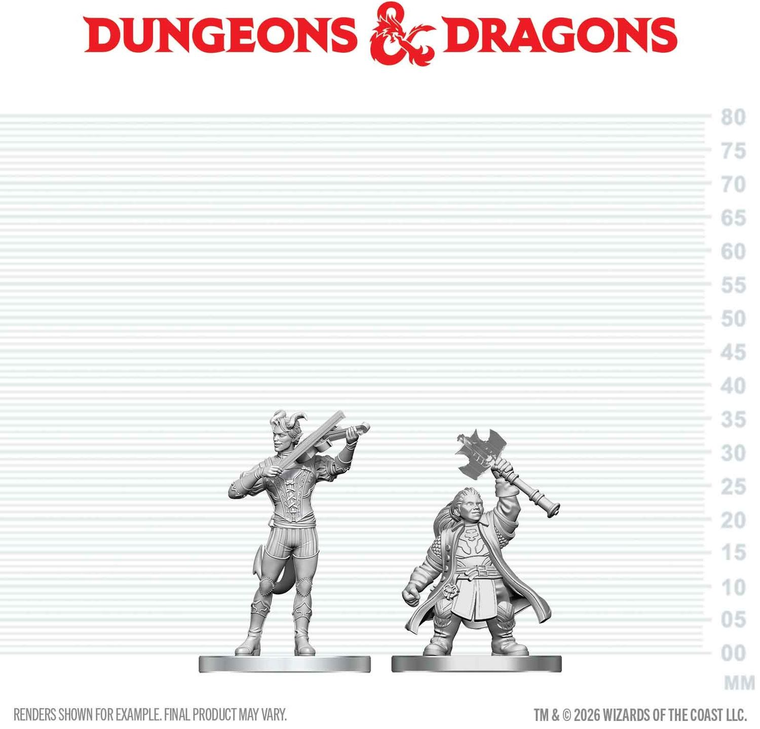Wizkids Primed Miniatures - Hero - Tiefling Bard &amp; Dwarf Cleric
