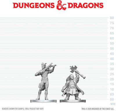Wizkids Primed Miniatures - Hero - Tiefling Bard &amp; Dwarf Cleric