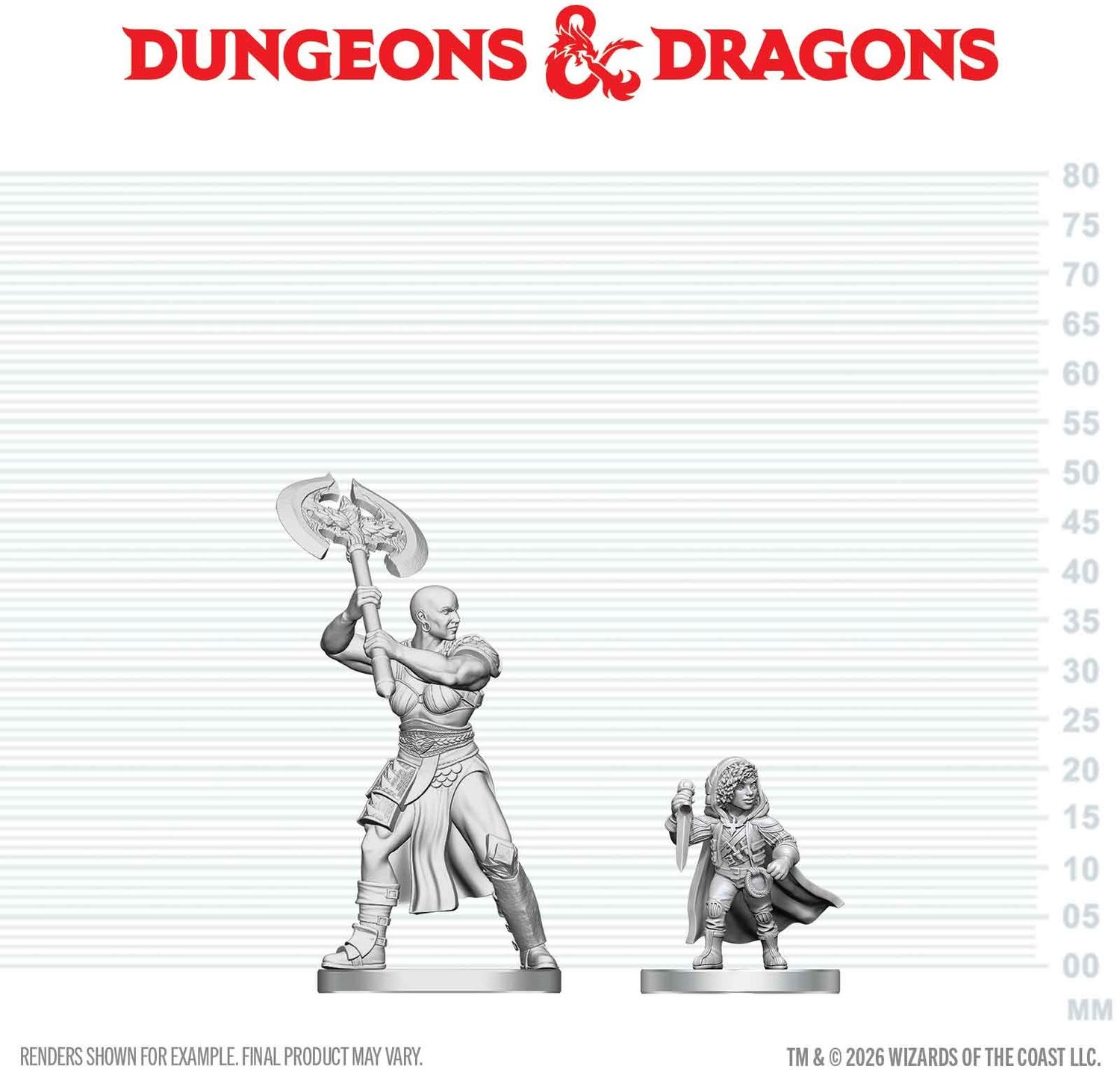 Wizkids Primed Miniatures - Hero - Goliath Barbarian &amp; Halfling Rogue