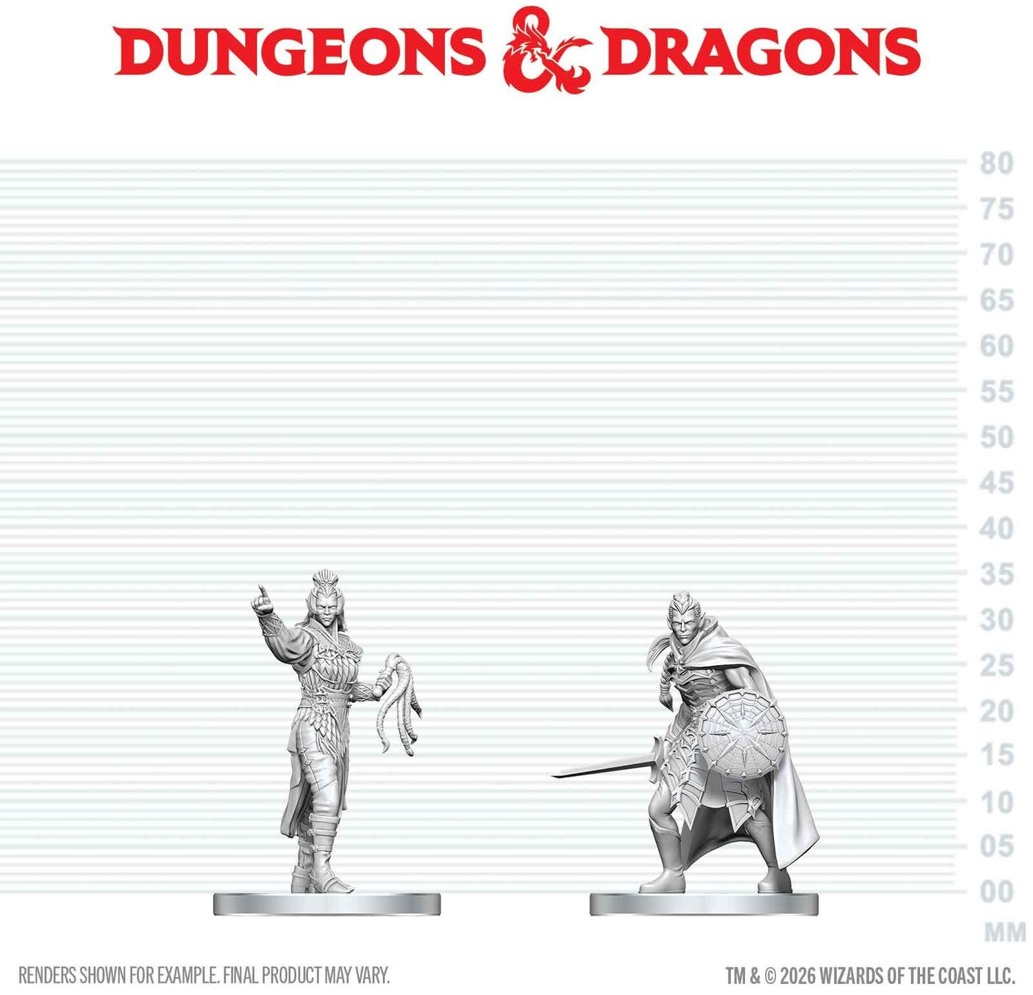 Wizkids Primed Miniatures - Monster - Drow Elite Warrior &amp; Drow Priestess of Lolth
