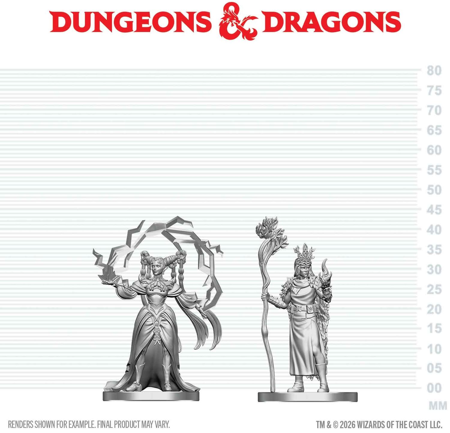 Wizkids Primed Miniatures - Hero - Human Druid &amp; Elf Sorcerer
