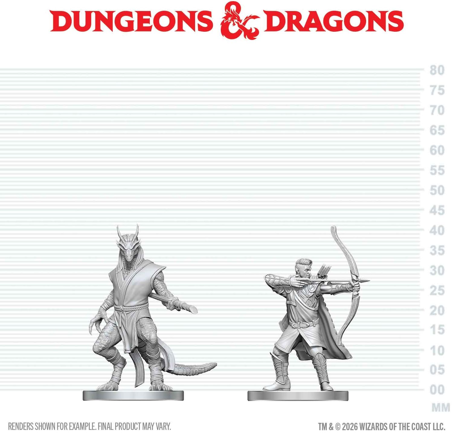 Wizkids Primed Miniatures - Hero - Elf Ranger &amp; Dragonborn Monk