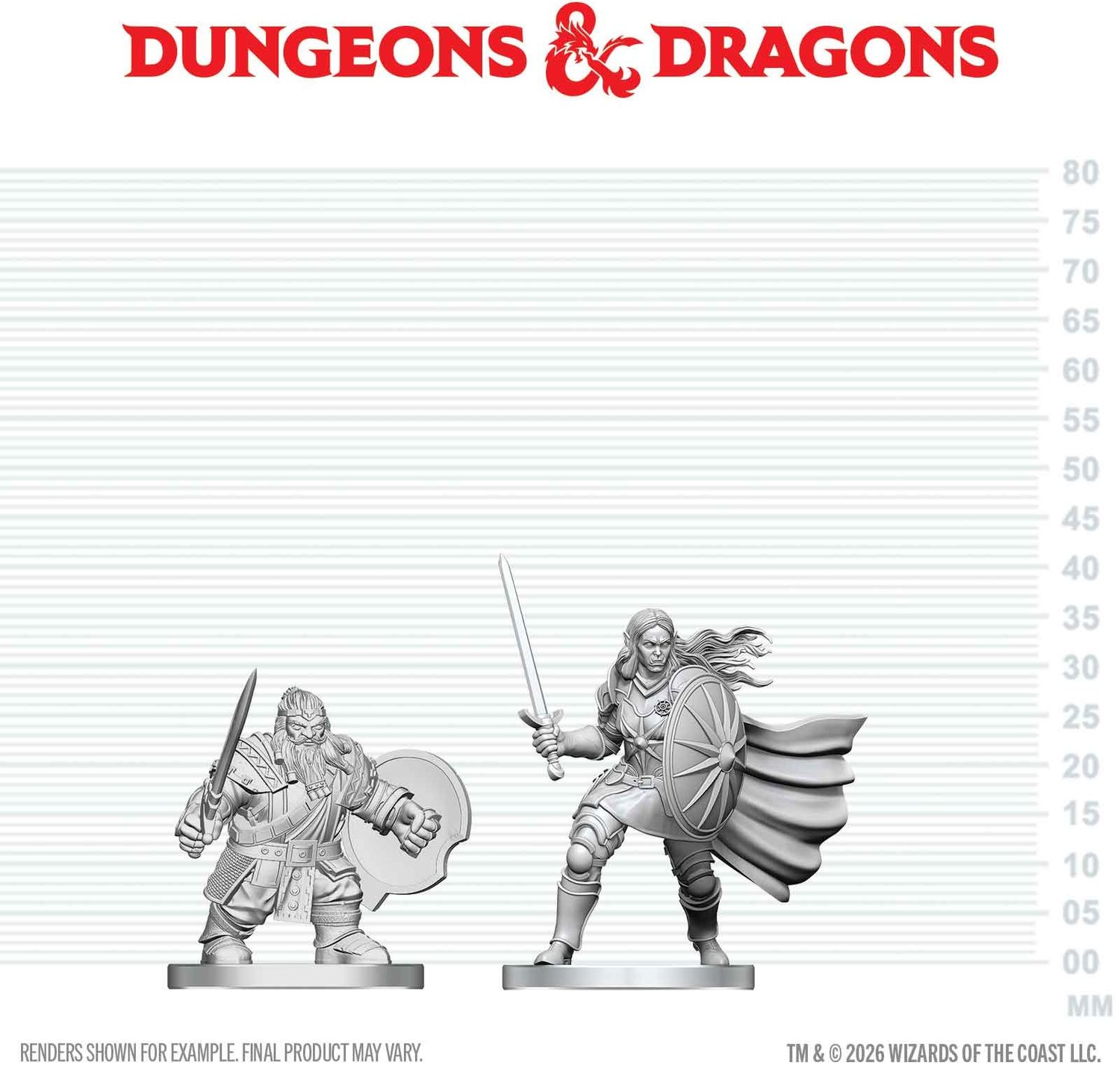 Wizkids Primed Miniatures - Hero - Dwarf Fighter &amp; Orc Paladin