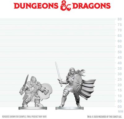 Wizkids Primed Miniatures - Hero - Dwarf Fighter &amp; Orc Paladin