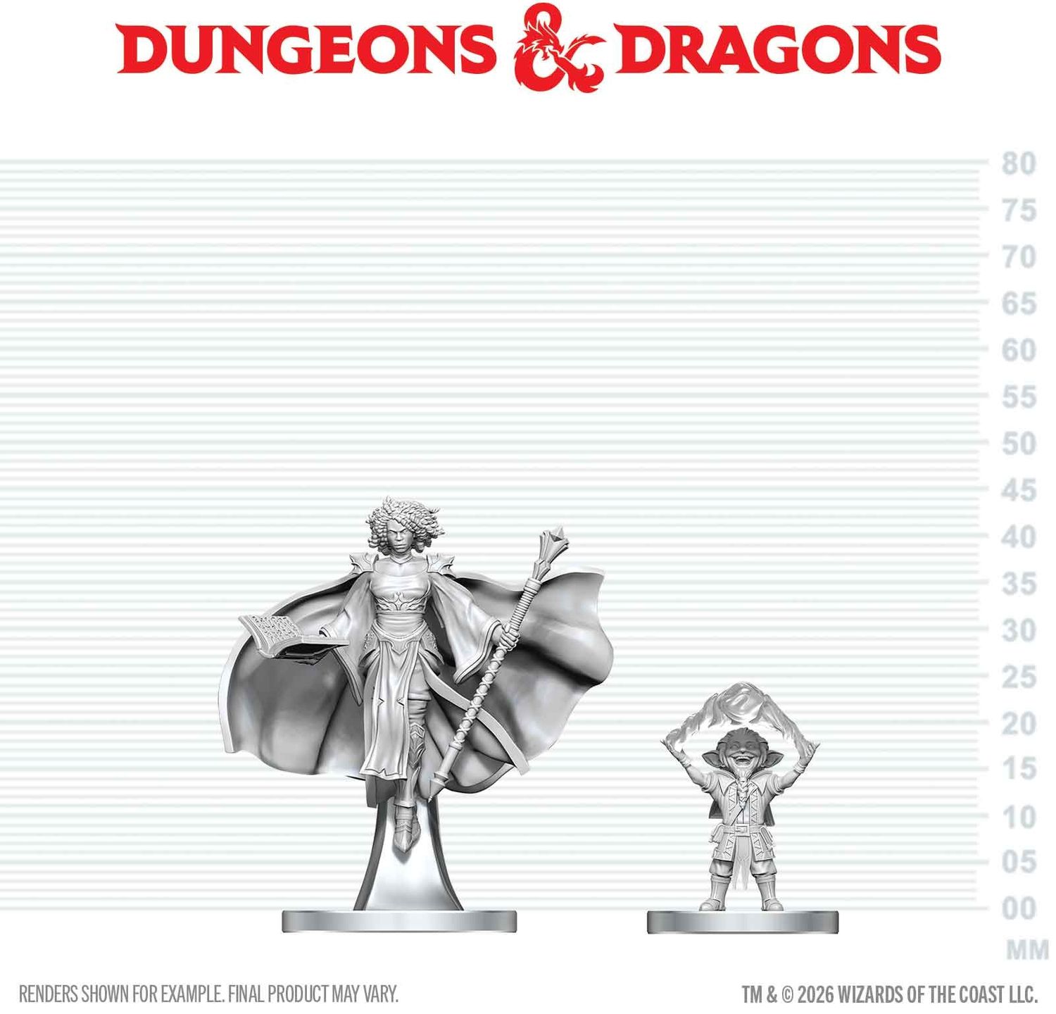 Wizkids Primed Miniatures - Hero - Gnome Warlock &amp; Aasimar Wizard