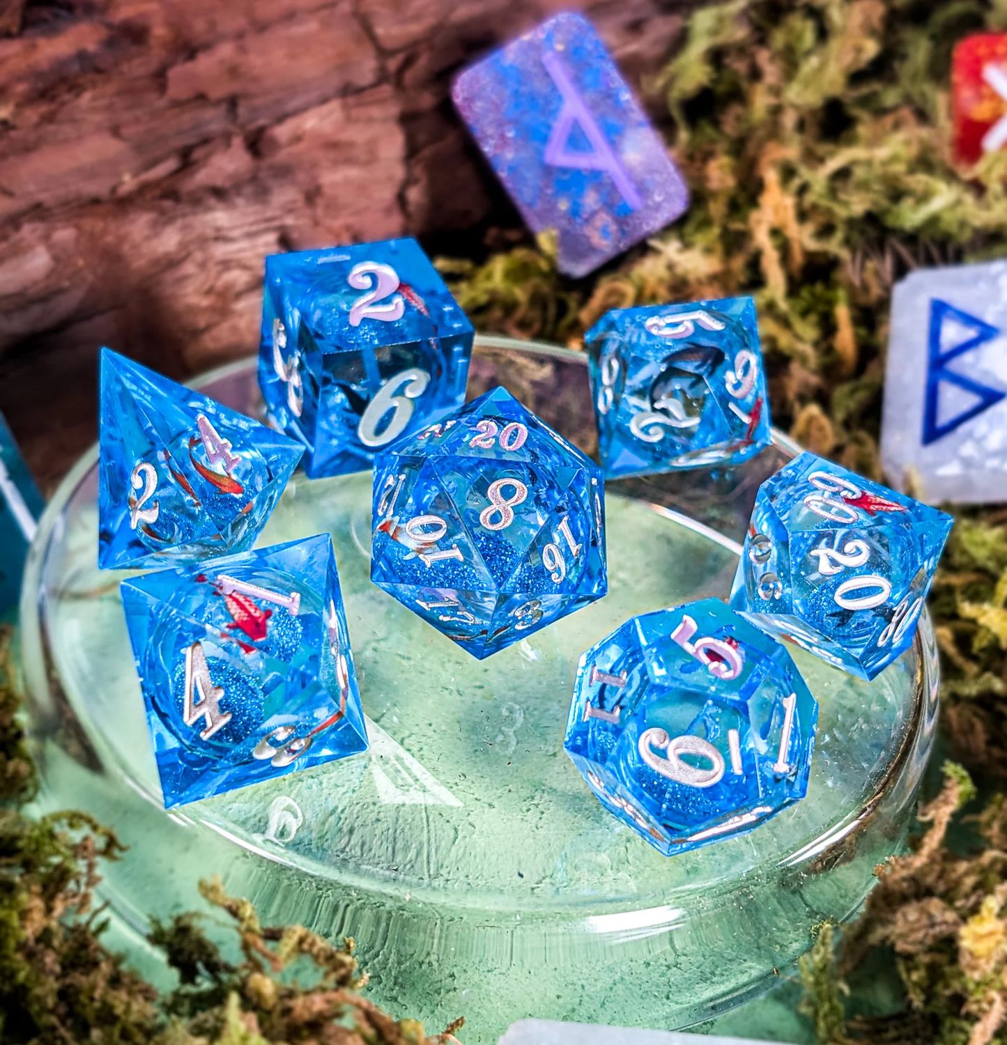 7-Piece RPG Dice Set: Liquid Core - Koi Fish Pond