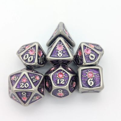 7-Piece Metal RPG Dice Set: Royal Purple with Silver