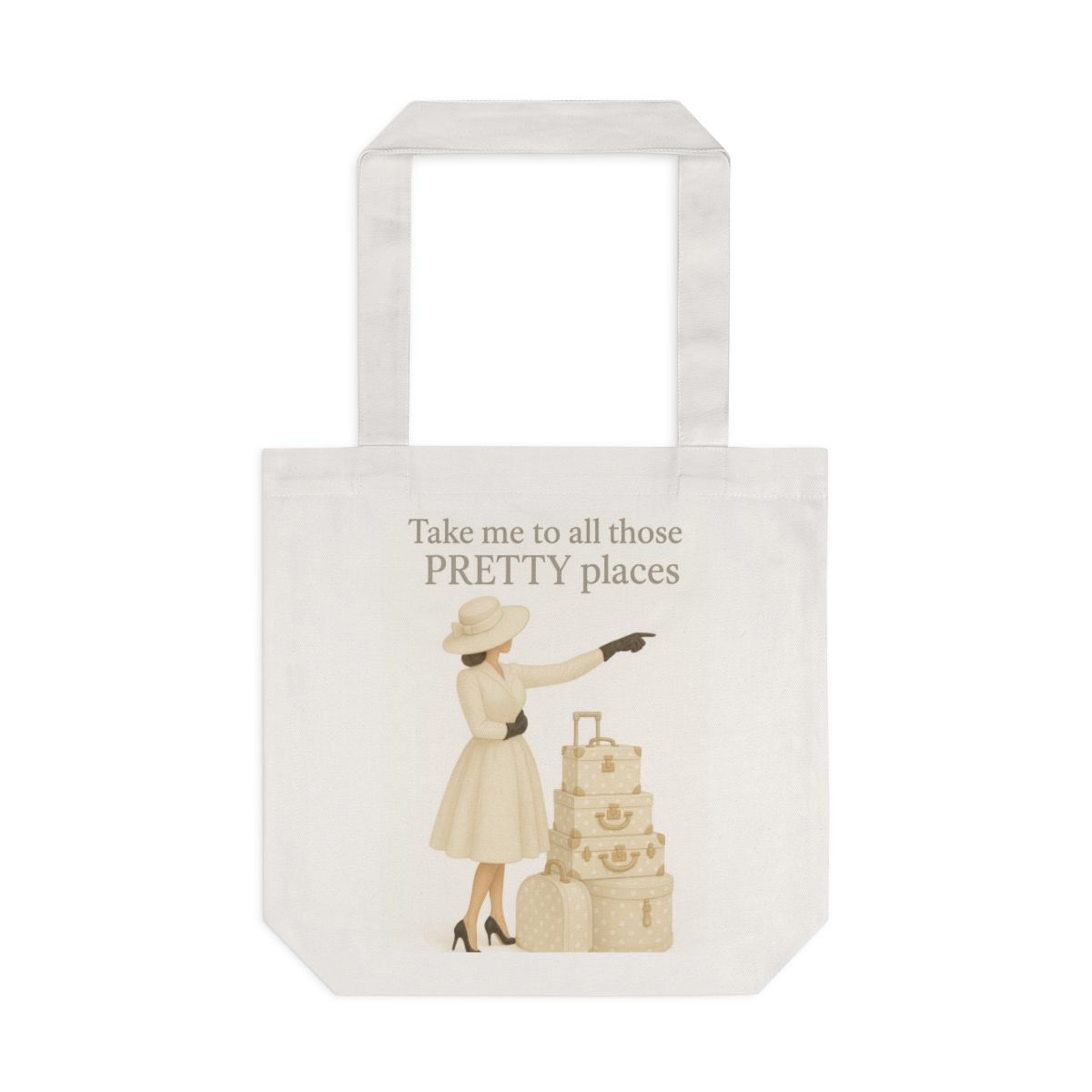 Chic Tote Bag - &quot;Take Me Places” Beige
